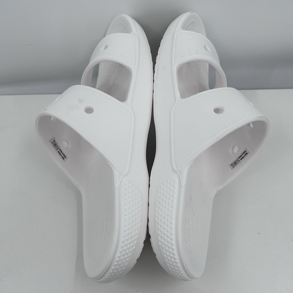 Crocs Classic Two-Strap‎ Slide Sandals Size Women 10 Mens 8 White Comfort Casual - Picture 5 of 9
